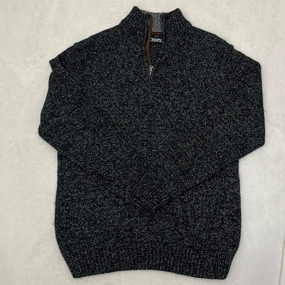 Chap’s Men’s Mock Neck Zip Sweater Size Medium - Picture 1 of 8
